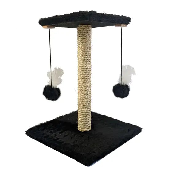 Kratzbaum mit Doppel-Spielzeug für Katzen.