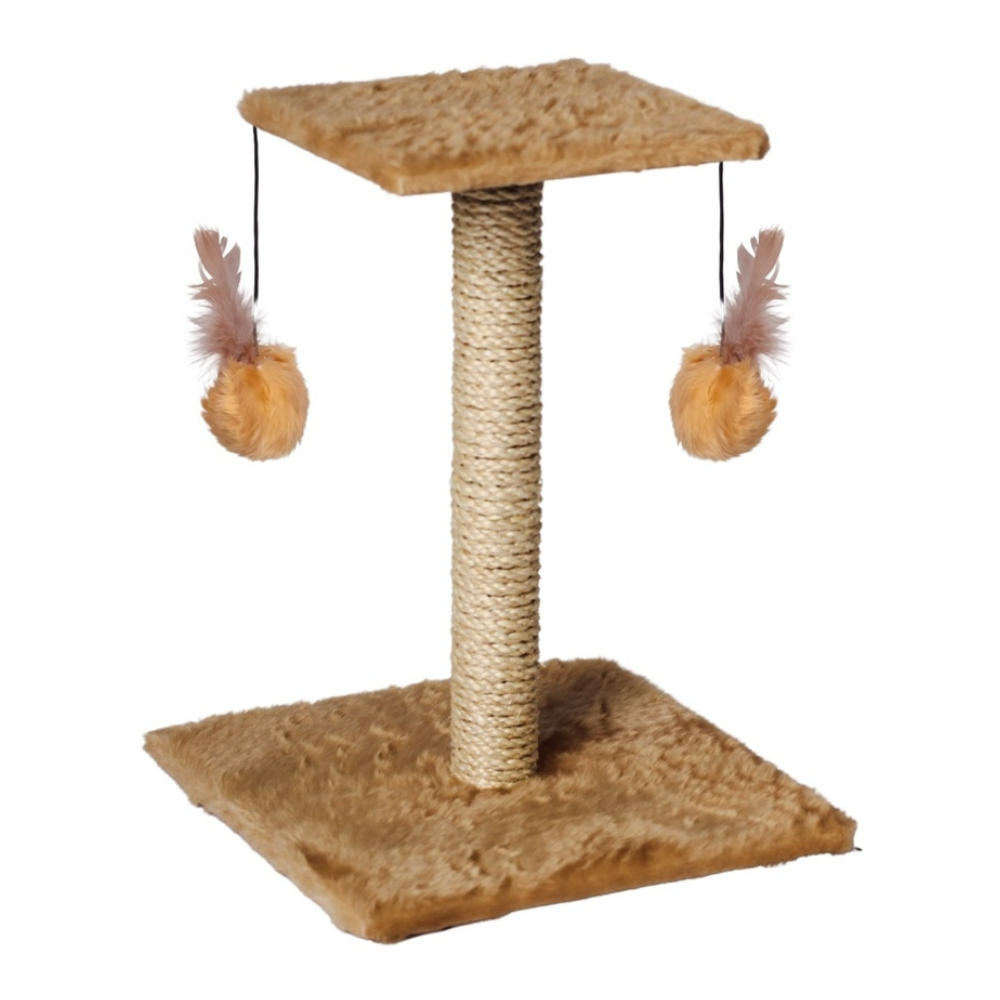 Kratzbaum mit Doppel-Spielzeug für Katzen.