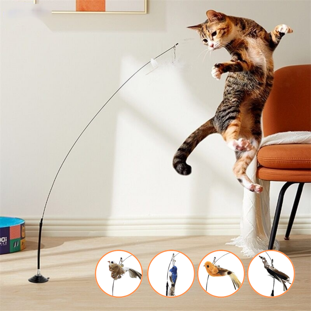 Stick Toy with Suction Cup for Cats